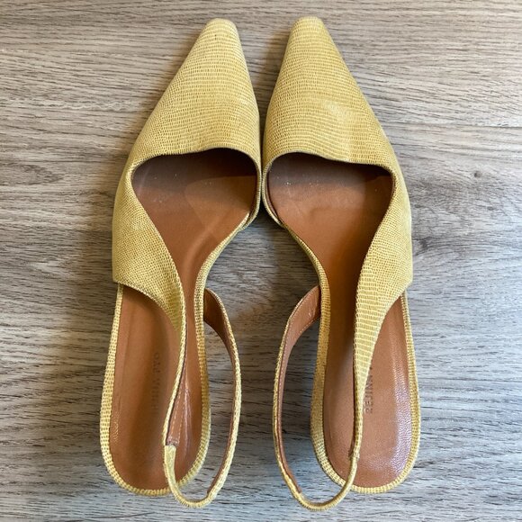Rejina Pyo Joan Slingback Calfskin Yellow Leather Heels Size 37 - Picture 7 of 9